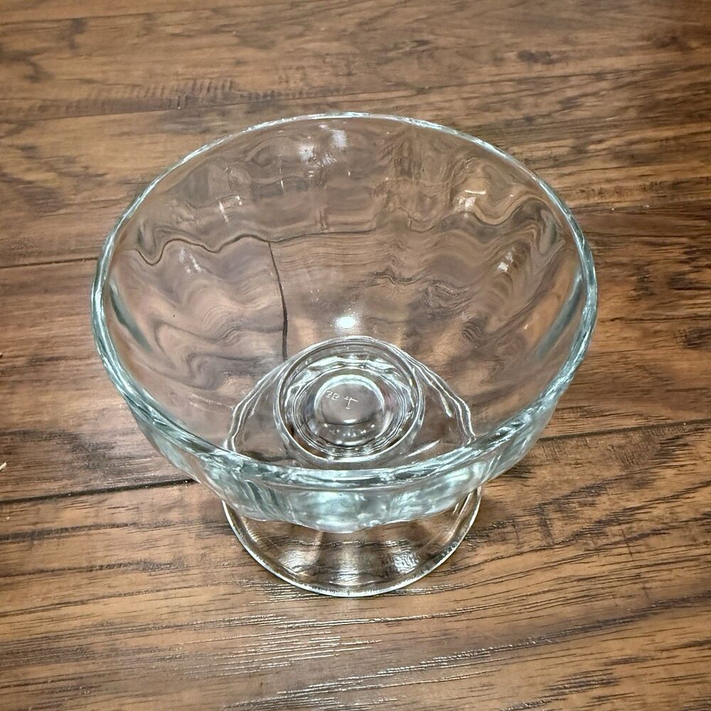 Vtg Libbey Ribbed Optic Compote Pedestal Bowl Dessert Candy Dish Clear 4.5" T9